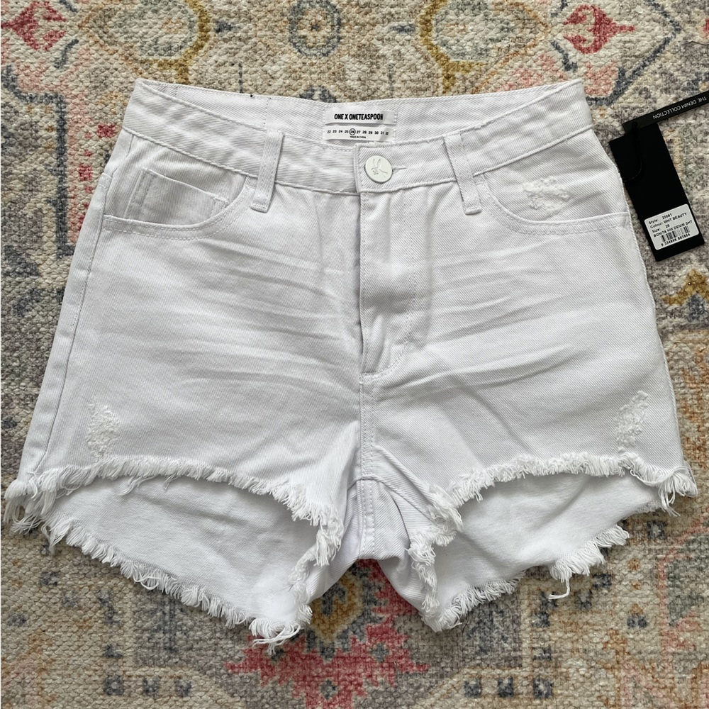 One Teaspoon Bonitas High-Waisted Denim Short- White, Size 26
